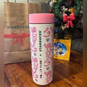 Starbucks Roller Rabbit White and Pink Tumbler